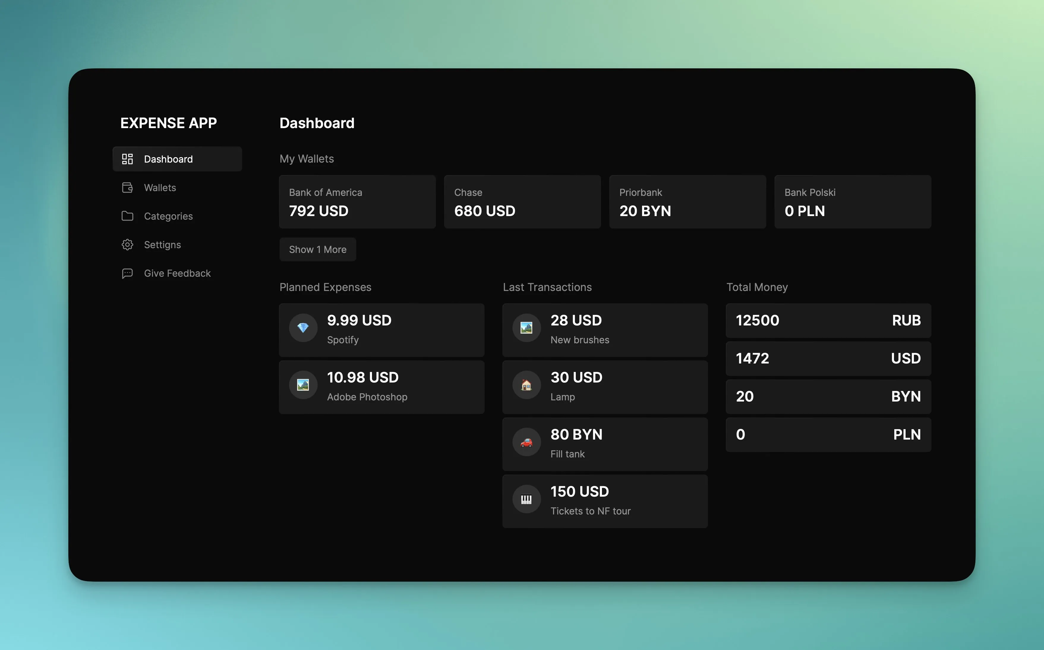 Screenshot of redesigned dashboard page